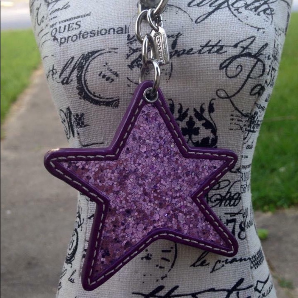 Rare Coach Glitter Purple Star Fob Keychain